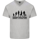 Daddy Evolution Fathers Day Mens V-Neck Cotton T-Shirt Sports Grey