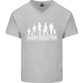 Daddy Evolution Fathers Day Mens V-Neck Cotton T-Shirt Sports Grey