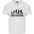 Daddy Evolution Fathers Day Mens V-Neck Cotton T-Shirt White