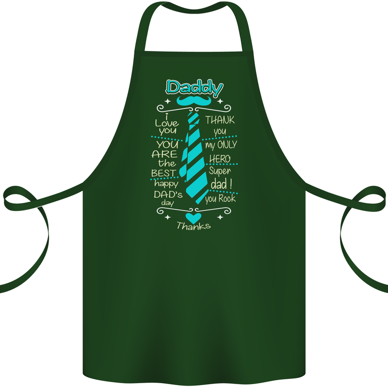 Daddy Fathers Day Tie Funny Dad Cotton Apron 100% Organic Forest Green