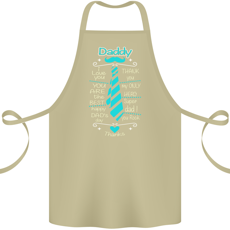 Daddy Fathers Day Tie Funny Dad Cotton Apron 100% Organic Khaki