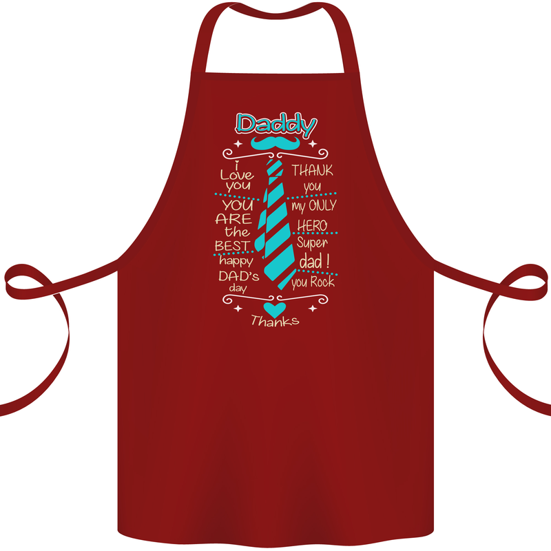 Daddy Fathers Day Tie Funny Dad Cotton Apron 100% Organic Maroon