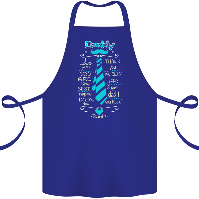 Daddy Fathers Day Tie Funny Dad Cotton Apron 100% Organic Royal Blue