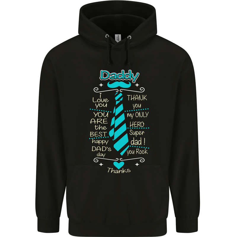 Daddy Fathers Day Tie Funny Dad Mens 80% Cotton Hoodie Black