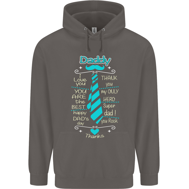 Daddy Fathers Day Tie Funny Dad Mens 80% Cotton Hoodie Charcoal