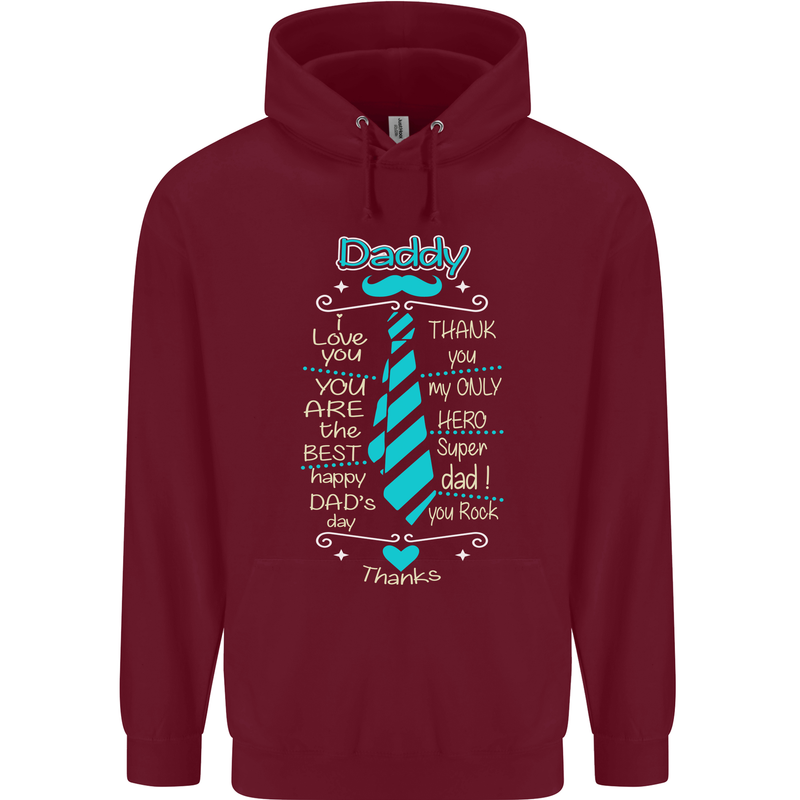 Daddy Fathers Day Tie Funny Dad Mens 80% Cotton Hoodie Maroon