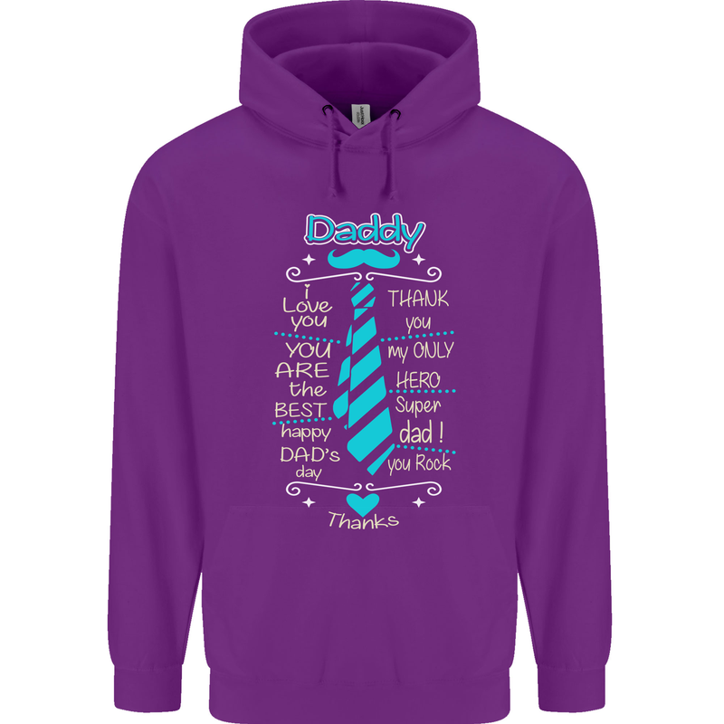 Daddy Fathers Day Tie Funny Dad Mens 80% Cotton Hoodie Purple