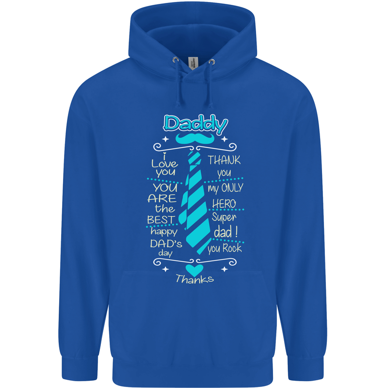 Daddy Fathers Day Tie Funny Dad Mens 80% Cotton Hoodie Royal Blue