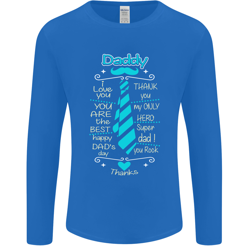 Daddy Fathers Day Tie Funny Dad Mens Long Sleeve T-Shirt Royal Blue