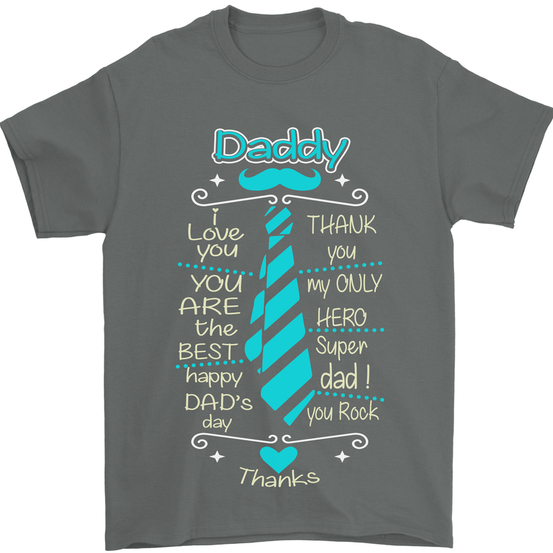 Daddy Fathers Day Tie Funny Dad Mens T-Shirt Cotton Gildan Charcoal