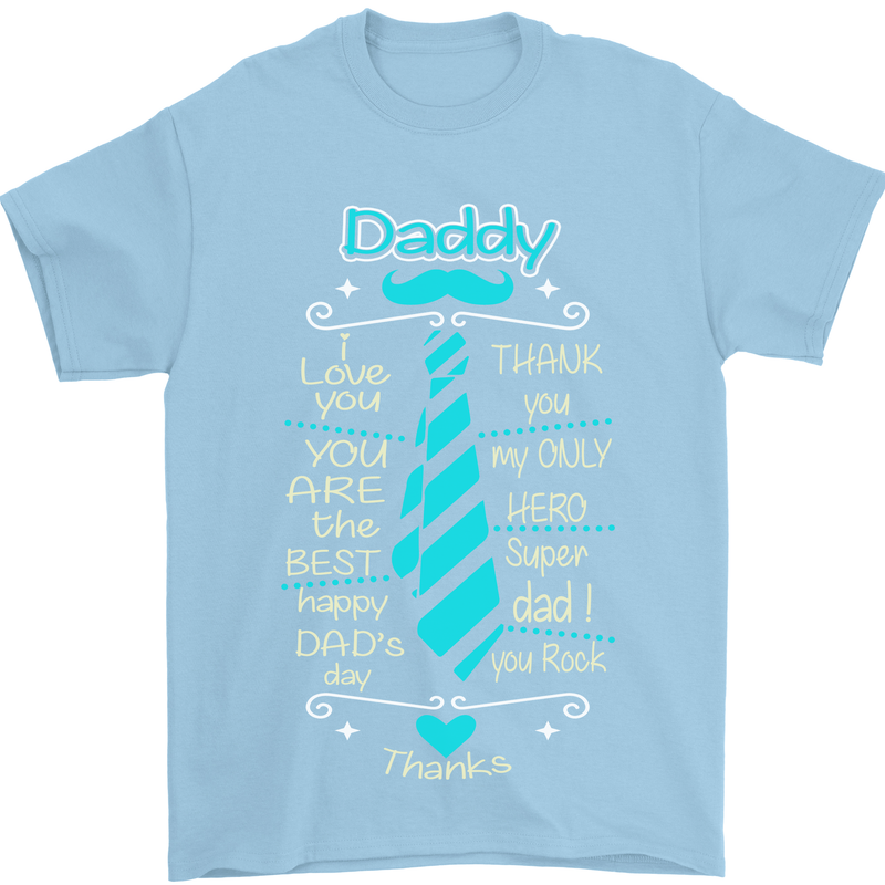 Daddy Fathers Day Tie Funny Dad Mens T-Shirt Cotton Gildan Light Blue