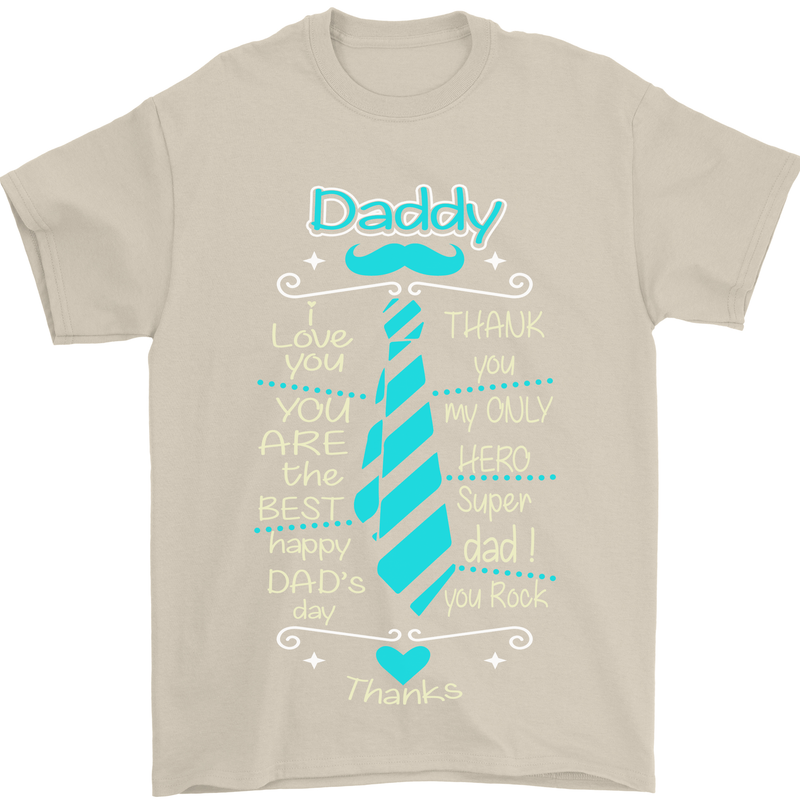 Daddy Fathers Day Tie Funny Dad Mens T-Shirt Cotton Gildan Sand
