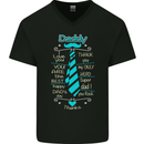 Daddy Fathers Day Tie Funny Dad Mens V-Neck Cotton T-Shirt Black