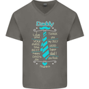 Daddy Fathers Day Tie Funny Dad Mens V-Neck Cotton T-Shirt Charcoal