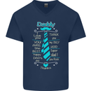 Daddy Fathers Day Tie Funny Dad Mens V-Neck Cotton T-Shirt Navy Blue