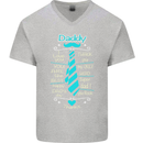 Daddy Fathers Day Tie Funny Dad Mens V-Neck Cotton T-Shirt Sports Grey