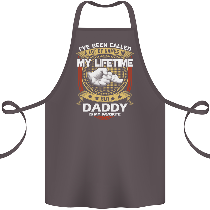 Daddy Is My Favourite Funny Fathers Day Cotton Apron 100% Organic Dark Grey