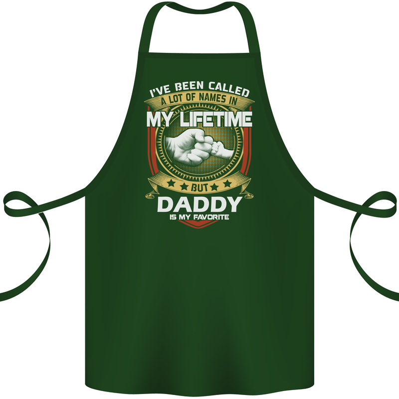 Daddy Is My Favourite Funny Fathers Day Cotton Apron 100% Organic Forest Green