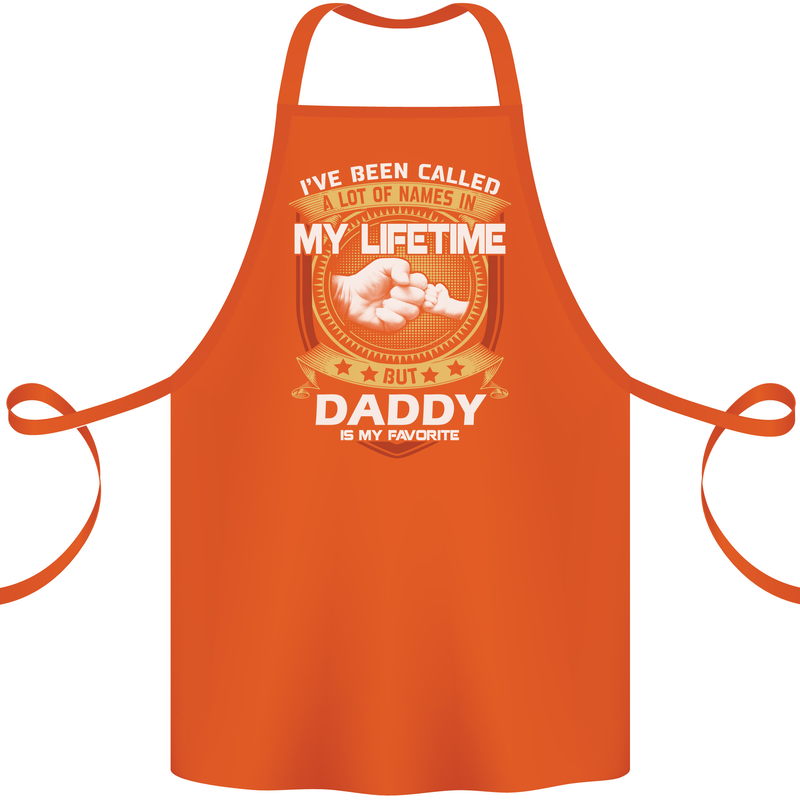 Daddy Is My Favourite Funny Fathers Day Cotton Apron 100% Organic Orange