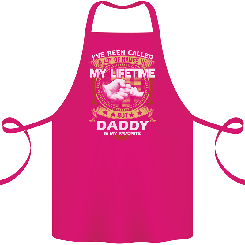 Daddy Is My Favourite Funny Fathers Day Cotton Apron 100% Organic Pink