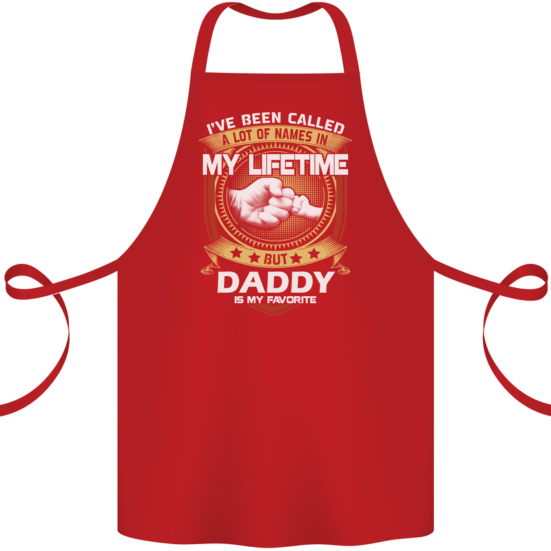 Daddy Is My Favourite Funny Fathers Day Cotton Apron 100% Organic Red