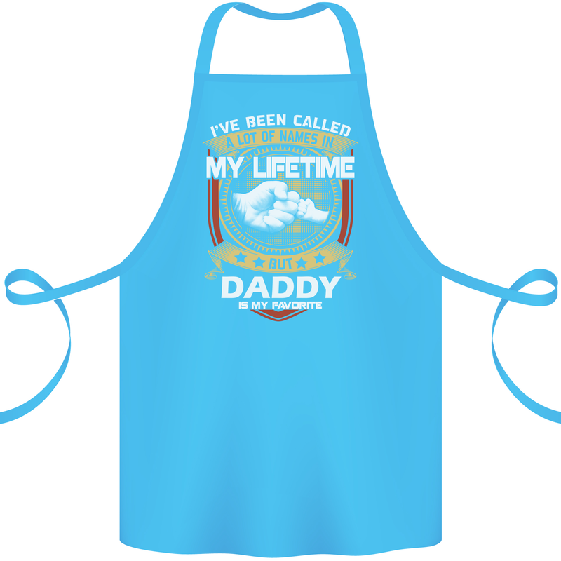 Daddy Is My Favourite Funny Fathers Day Cotton Apron 100% Organic Turquoise