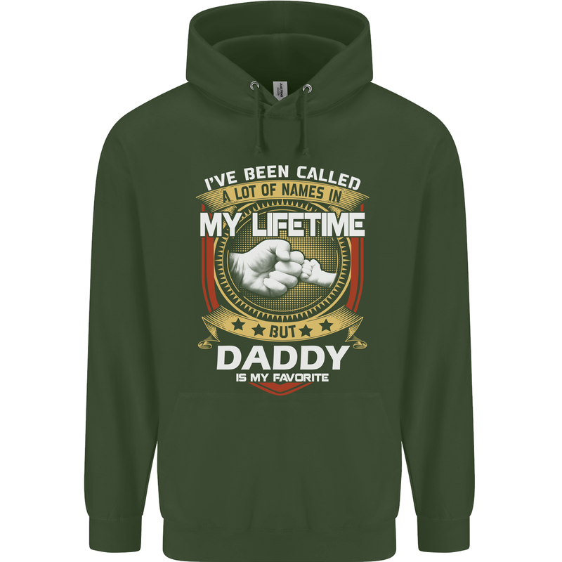 Daddy Is My Favourite Funny Fathers Day Mens 80% Cotton Hoodie Forest Green