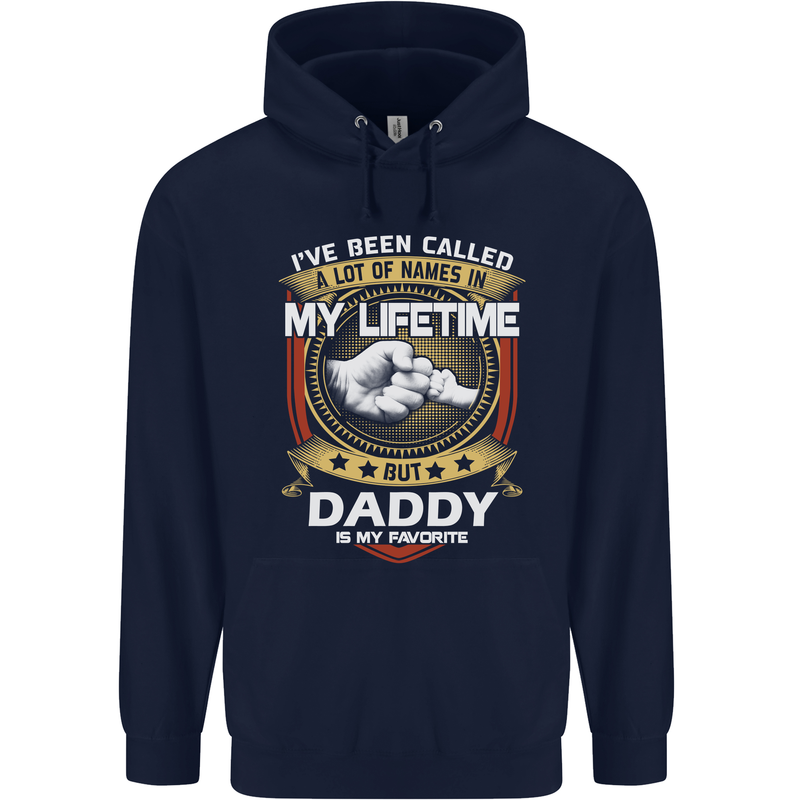 Daddy Is My Favourite Funny Fathers Day Mens 80% Cotton Hoodie Navy Blue