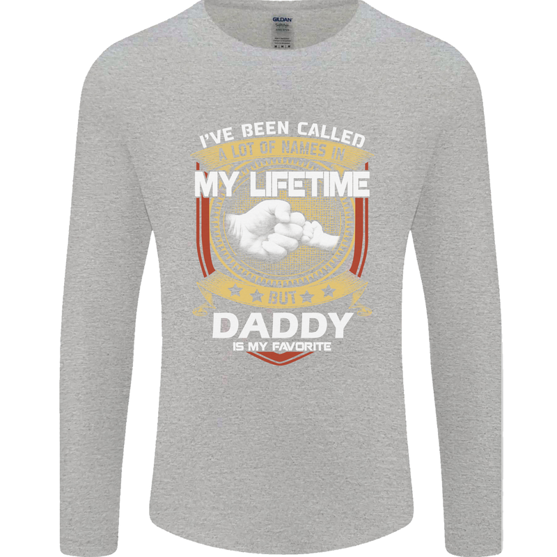 Daddy Is My Favourite Funny Fathers Day Mens Long Sleeve T-Shirt Sports Grey