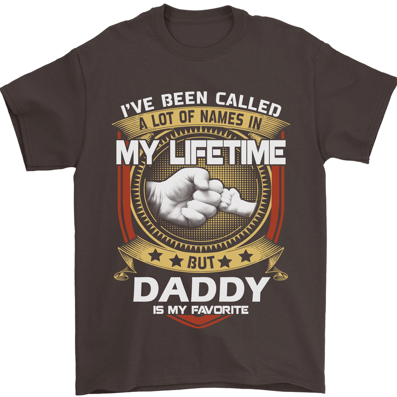 Daddy Is My Favourite Funny Fathers Day Mens T-Shirt Cotton Gildan Dark Chocolate