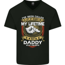 Daddy Is My Favourite Funny Fathers Day Mens V-Neck Cotton T-Shirt Black
