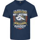 Daddy Is My Favourite Funny Fathers Day Mens V-Neck Cotton T-Shirt Navy Blue