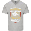 Daddy Is My Favourite Funny Fathers Day Mens V-Neck Cotton T-Shirt Sports Grey