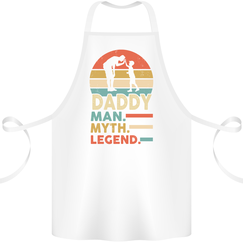 Daddy Man Myth Legend Funny Fathers Day Cotton Apron 100% Organic White