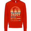 Daddy Man Myth Legend Funny Fathers Day Mens Sweatshirt Jumper Bright Red