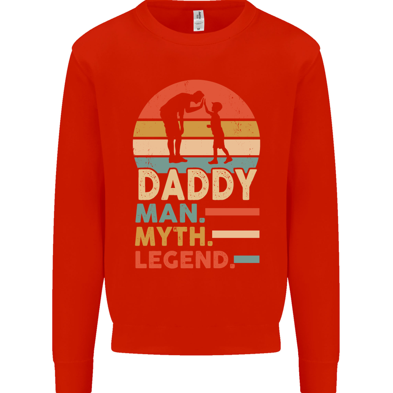 Daddy Man Myth Legend Funny Fathers Day Mens Sweatshirt Jumper Bright Red