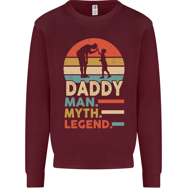 Daddy Man Myth Legend Funny Fathers Day Mens Sweatshirt Jumper Maroon