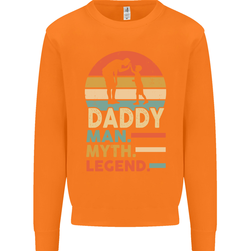 Daddy Man Myth Legend Funny Fathers Day Mens Sweatshirt Jumper Orange