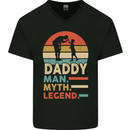 Daddy Man Myth Legend Funny Fathers Day Mens V-Neck Cotton T-Shirt Black
