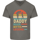 Daddy Man Myth Legend Funny Fathers Day Mens V-Neck Cotton T-Shirt Charcoal