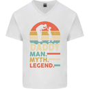 Daddy Man Myth Legend Funny Fathers Day Mens V-Neck Cotton T-Shirt White