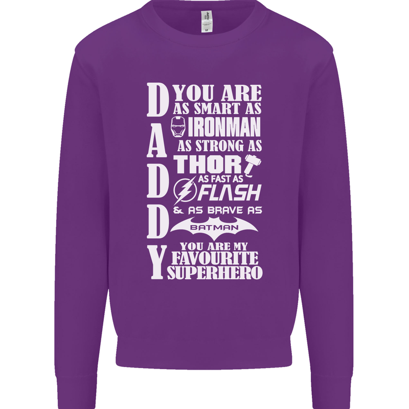 Daddy My Favourite Superhero Father's Day Mens Sweatshirt Jumper Purple