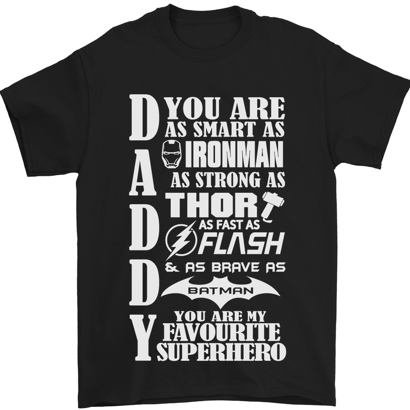 Daddy My Favourite Superhero Father's Day Mens T-Shirt Cotton Gildan Black