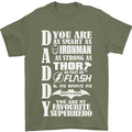 Daddy My Favourite Superhero Father's Day Mens T-Shirt Cotton Gildan Military Green