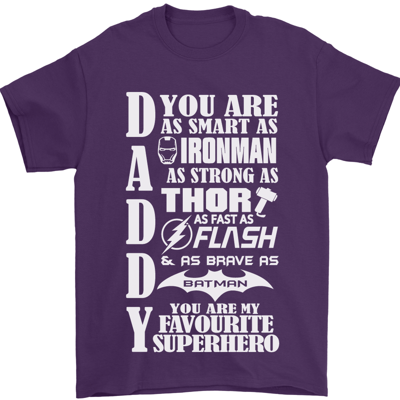 Daddy My Favourite Superhero Father's Day Mens T-Shirt Cotton Gildan Purple