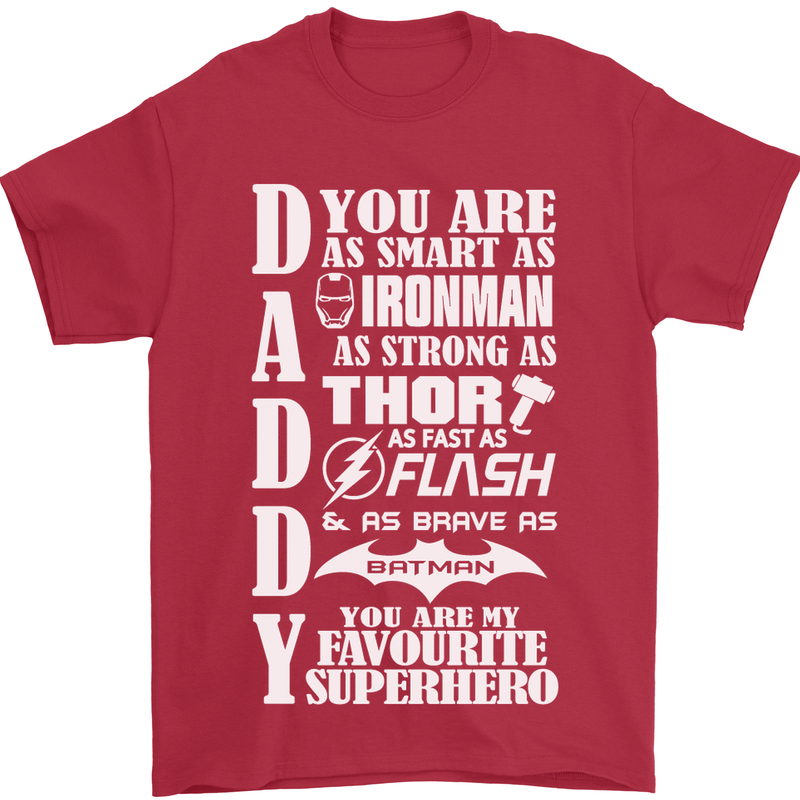 Daddy My Favourite Superhero Father's Day Mens T-Shirt Cotton Gildan Red