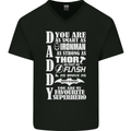 Daddy My Favourite Superhero Father's Day Mens V-Neck Cotton T-Shirt Black
