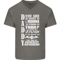 Daddy My Favourite Superhero Father's Day Mens V-Neck Cotton T-Shirt Charcoal