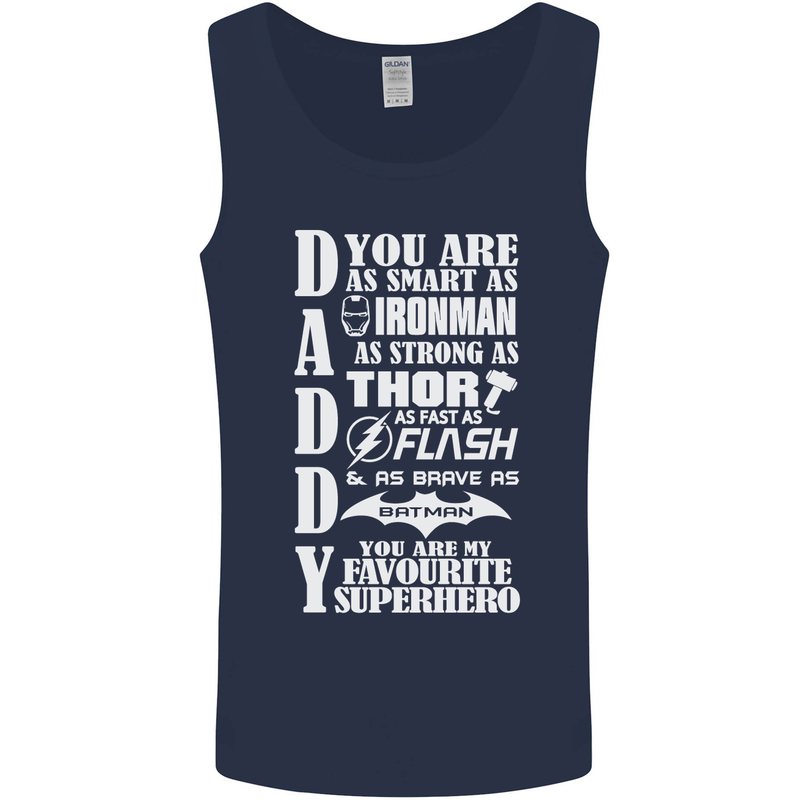 Daddy My Favourite Superhero Father's Day Mens Vest Tank Top Navy Blue