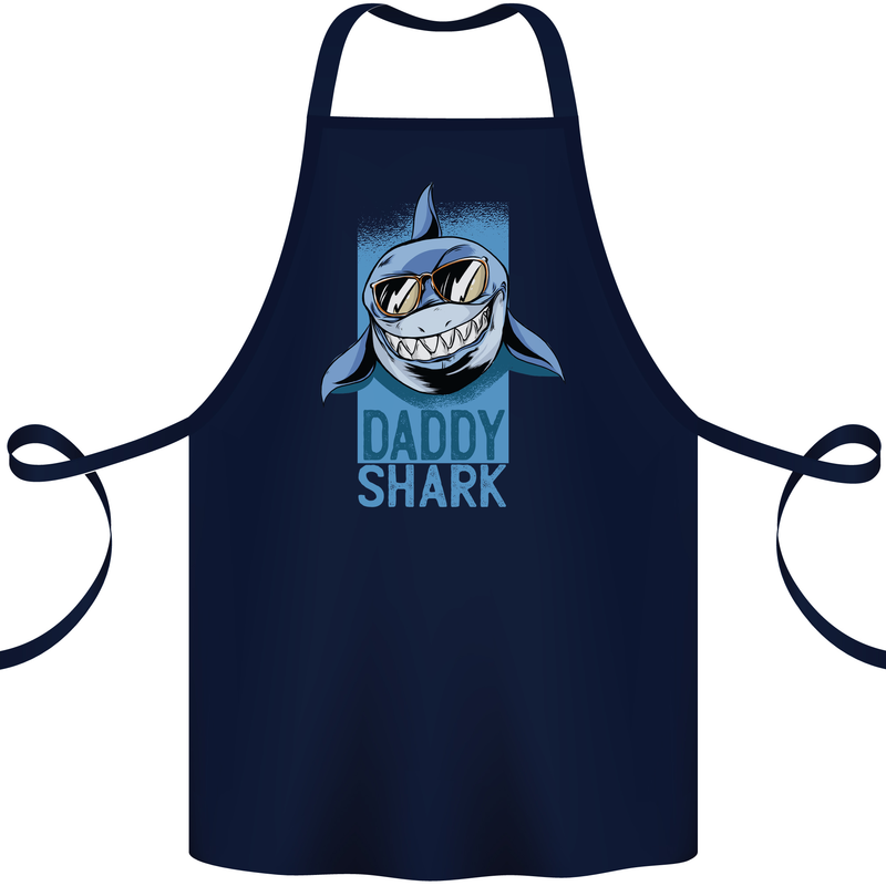 Daddy Shark Funny Father's Day Cotton Apron 100% Organic Navy Blue